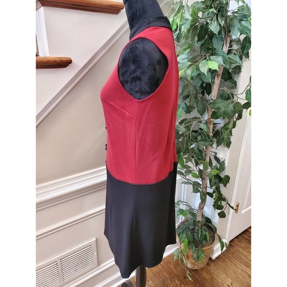 Maggy London Women's Black & Red Rayon Mock Neck Sleeveless Knee Length Dress 6 - Picture 5 of 9